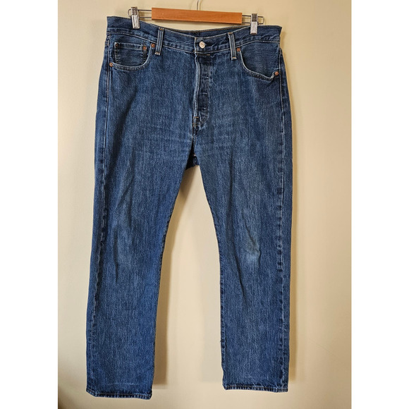 Men's Levi's 501 Button Fly Medium Wash Jeans, Size 36x32 - Picture 1 of 9